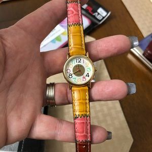 Orvis women’s leather band watch color burst